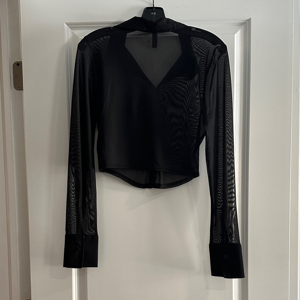 H&M Black Sheer Button Down Shirt - Picture 3 of 3